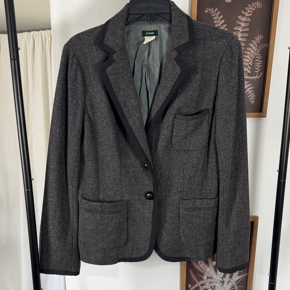 J. Crew Charcoal Blazer with Black Trim